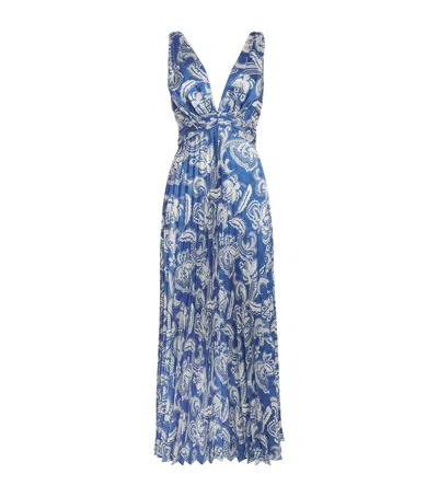 Sandro Paris Floral V-neck Maxi Dress In Blue