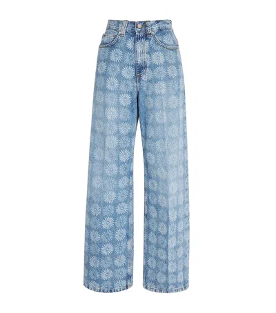 Sandro Paris Floral Wide-leg Jeans In Blue