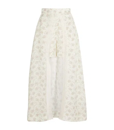 Sandro Paris Floral-print Maxi Skort In Pink