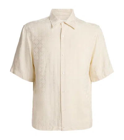 Sandro Paris Jacquard Cross Short-sleeve Shirt In Beige