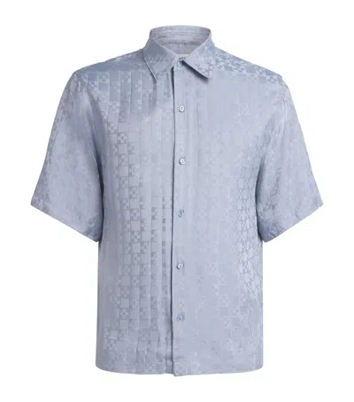 Sandro Paris Jacquard Cross Short-sleeve Shirt In Blue