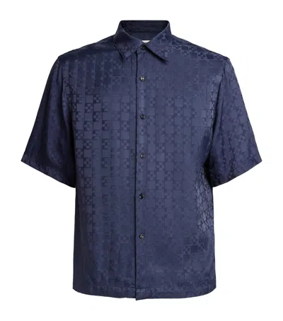 Sandro Paris Jacquard Cross Short-sleeve Shirt In Blue
