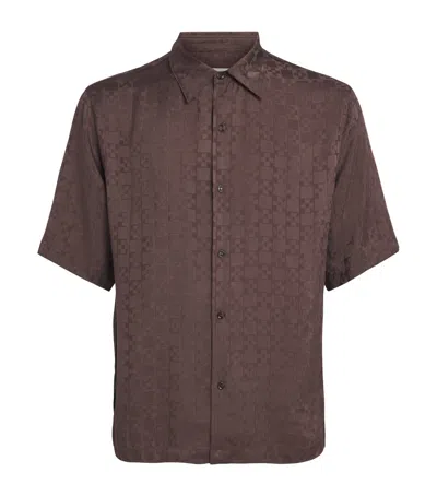 Sandro Paris Jacquard Cross Short-sleeve Shirt In Brown