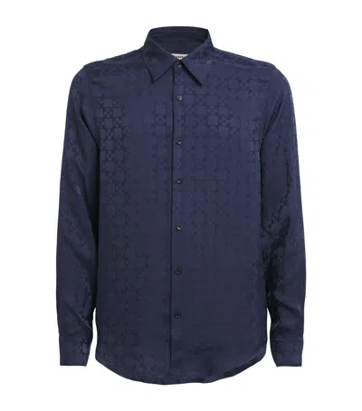 Sandro Paris Jacquard Square Cross Shirt In Blue