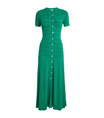 Sandro Paris Knit Button-down Midi Dress In Green