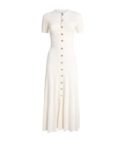 Sandro Paris Knit Button-through Midi Dress In Beige