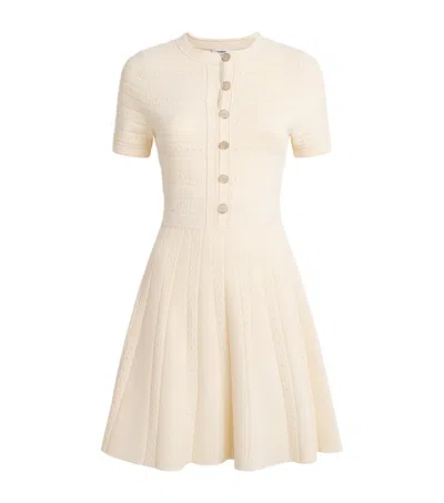 Sandro Paris Knitted Button-up Mini Dress In Neutral