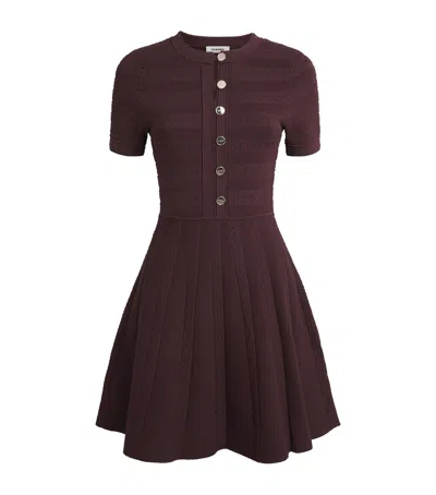 Sandro Paris Knitted Button-up Mini Dress In Brown