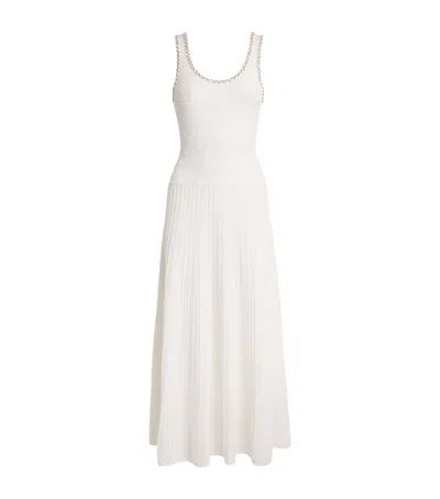 Sandro Paris Knitted Embellished Midi Dress In White