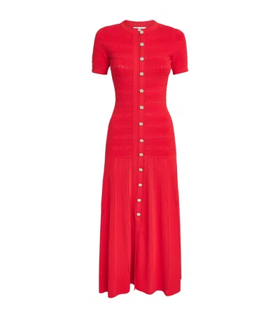 Sandro Paris Knitted Midi Dress In Red