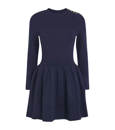 Sandro Paris Knitted Mini Dress In Blue