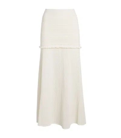 Sandro Paris Knitted Pointelle Maxi Skirt In Neutral