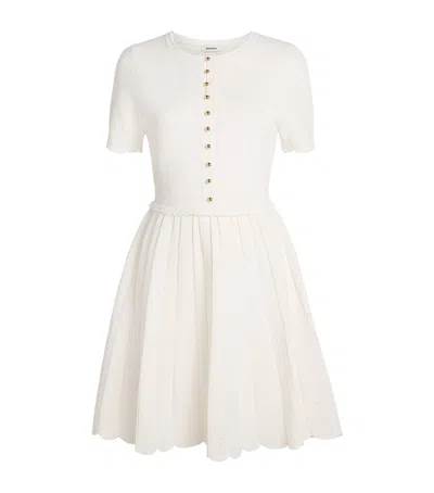 Sandro Paris Knitted Pointelle Mini Dress In Beige