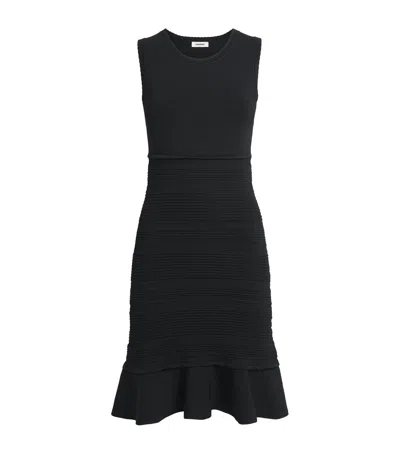 Sandro Paris Knitted Pointelle Mini Dress In Black