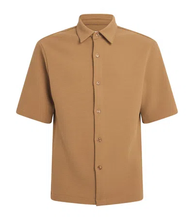 Sandro Paris Knitted Short-sleeve Shirt In Brown