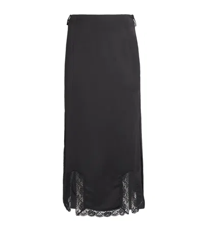 Sandro Paris Lace-detail Midi Skirt In Black