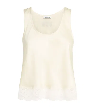 Sandro Paris Lace-trim Top In Neutral