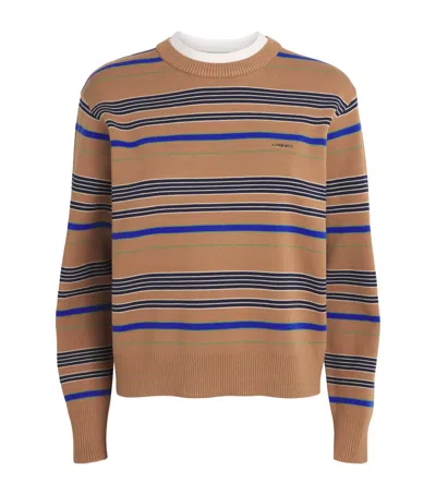 Sandro Paris Layered-effect Stripe Sweater In Brown