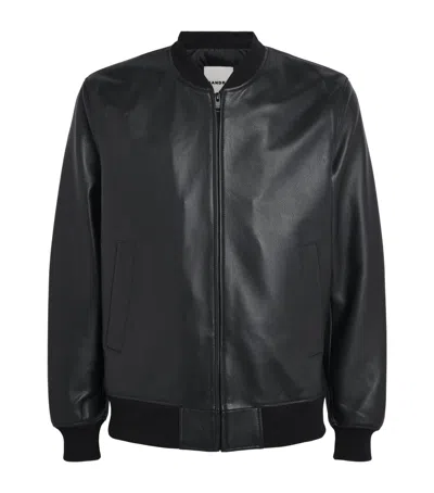 Sandro Paris Leather Bomber Jacket In Black