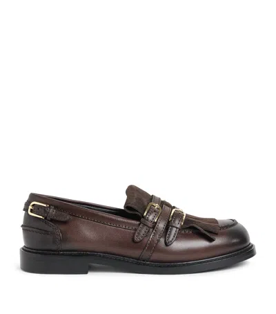 Sandro Paris Leather Buckled Loafers In Pink