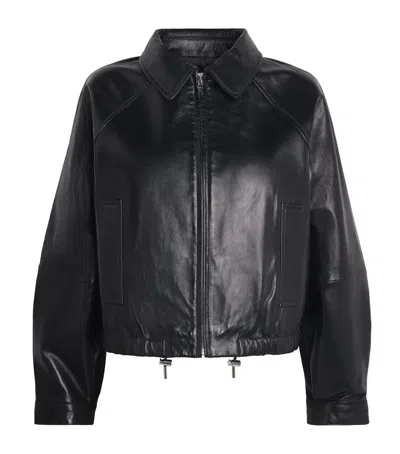 Sandro Paris Leather Jacket In Black