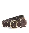 Sandro Paris Leather Rivet Belt In Neutral