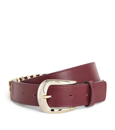 Sandro Paris Leather Studded Belt In Red