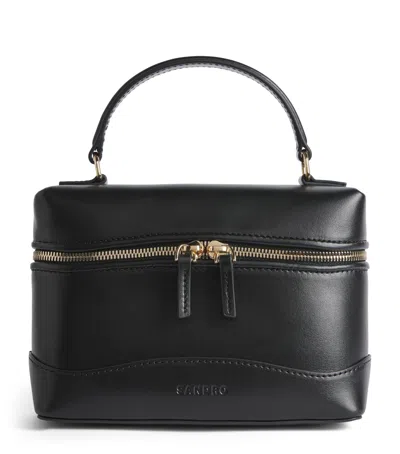 Sandro Paris Leather Tangolino Vanity Bag In Black