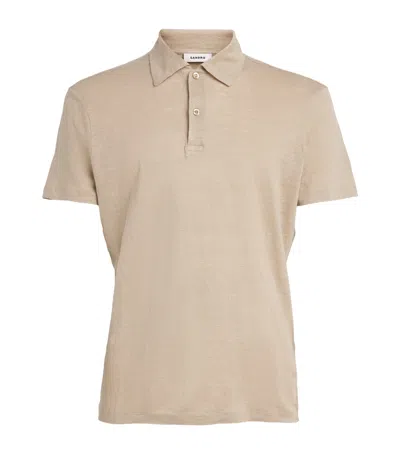 Sandro Paris Linen Polo Shirt In Neutral