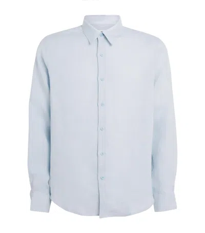 Sandro Paris Linen Shirt In Blue