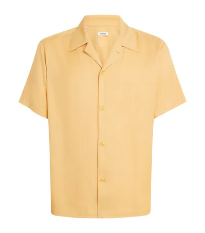Sandro Paris Linen Short-sleeve Shirt In Yellow