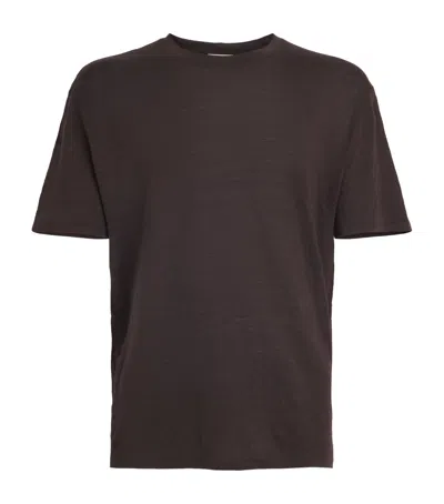 Sandro Paris Linen T-shirt In Brown