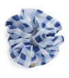 Sandro Paris Linen-blend Gingham Scrunchie In Blue