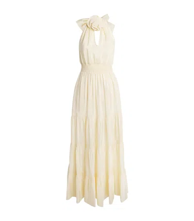 Sandro Paris Linen-blend Tiered Maxi Dress