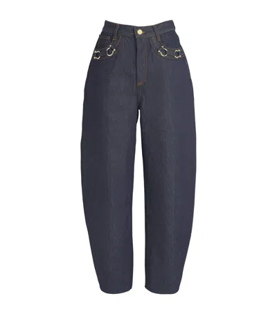 Sandro Paris Metal-detail Barrel Jeans In Blue
