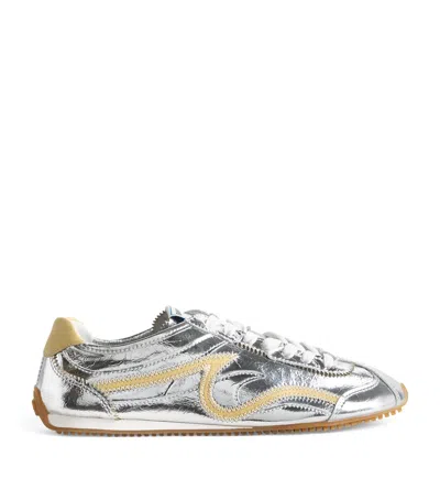 Sandro Paris Metallic Leather Light Wave Sneakers In Black