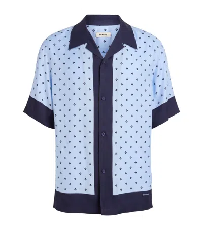 Sandro Paris Micro-cross Print Shirt In Blue