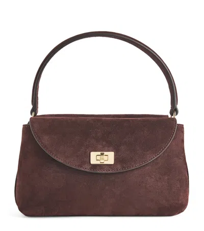 Sandro Paris Mini Suede Le Grand Bazaar Top-handle Bag In Brown