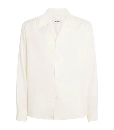 Sandro Paris Notched-collar Shirt In Beige
