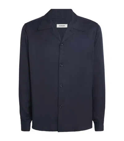 Sandro Paris Notched-collar Shirt In Blue