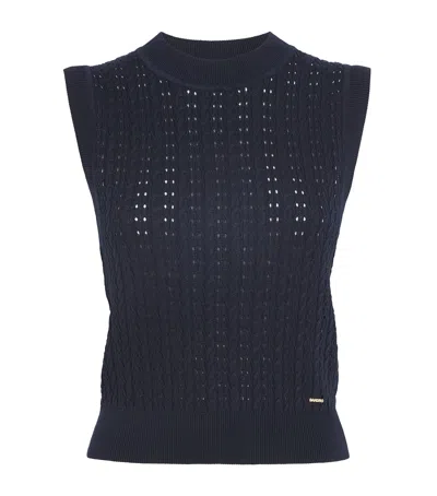 Sandro Paris Open-knit Tank Top In Blue
