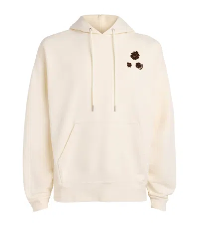 Sandro Paris Oversized Flocked Floral Hoodie In Neutral