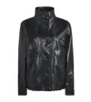 Sandro Paris Oversized Glossy Leather Jacket In Black