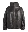 Sandro Paris Oversized Leather Jacket In Black