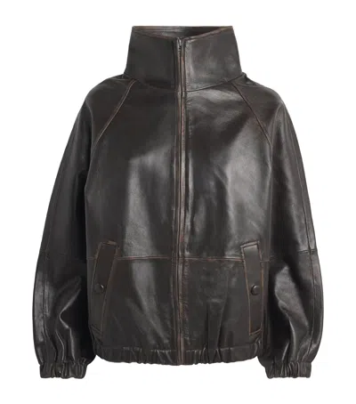 SANDRO SANDRO PARIS OVERSIZED LEATHER JACKET