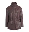 Sandro Paris Oversized Leather Jacket In Burgundy