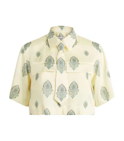Sandro Paris Paisley Tie-detail Crop Top In Yellow
