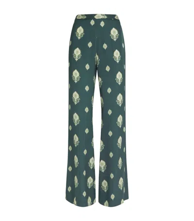 Sandro Paris Paisley Trousers In Green