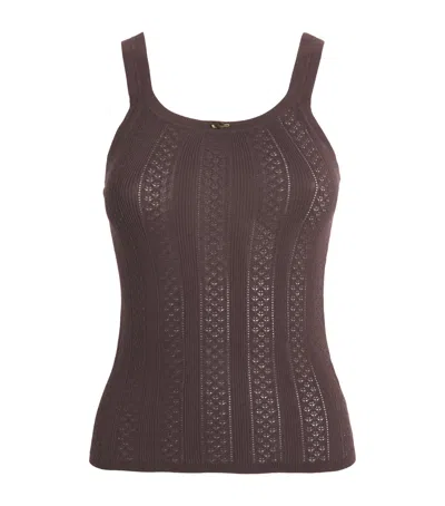Sandro Paris Pointelle Bow-detail Tank Top In Brown
