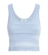 Sandro Paris Pointelle Crop Top In Blue